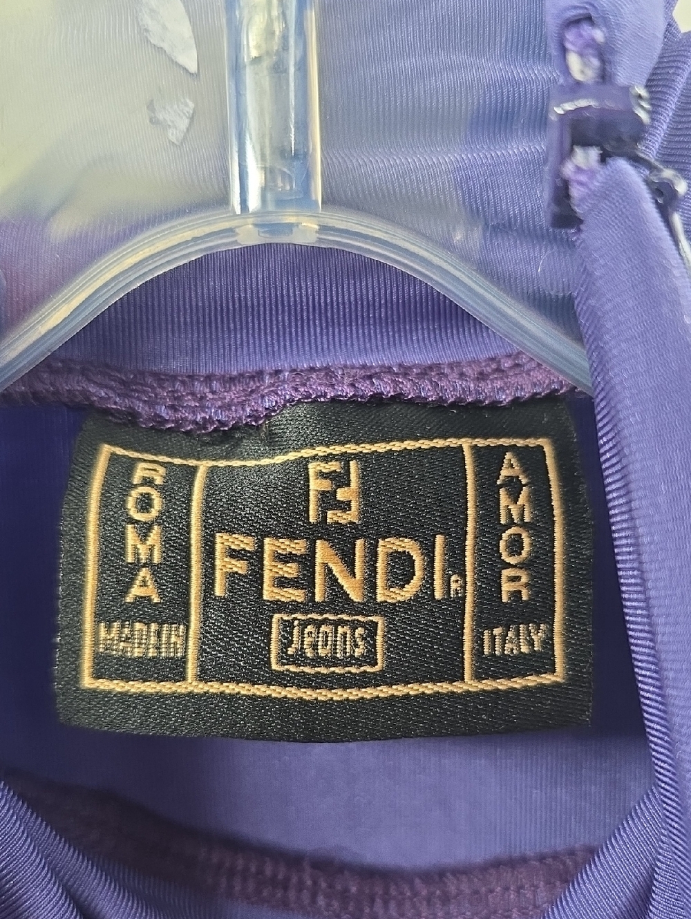 Fendi Slim Fit Purple Cap Sleeve Mock Neck Top - Picture 3 of 8